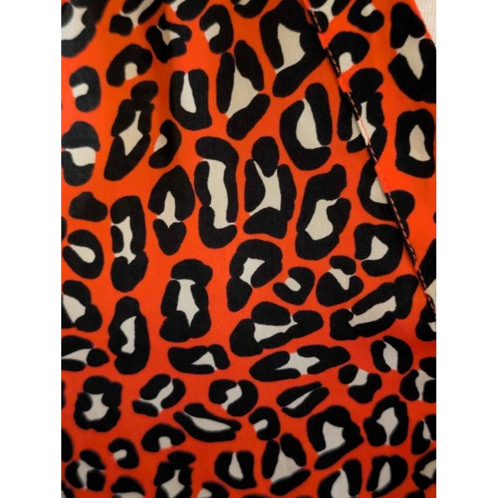 Banana Republic Leopard Print Blouse Womens Size 0 Orange Black Sleeveless Top - Picture 2 of 6
